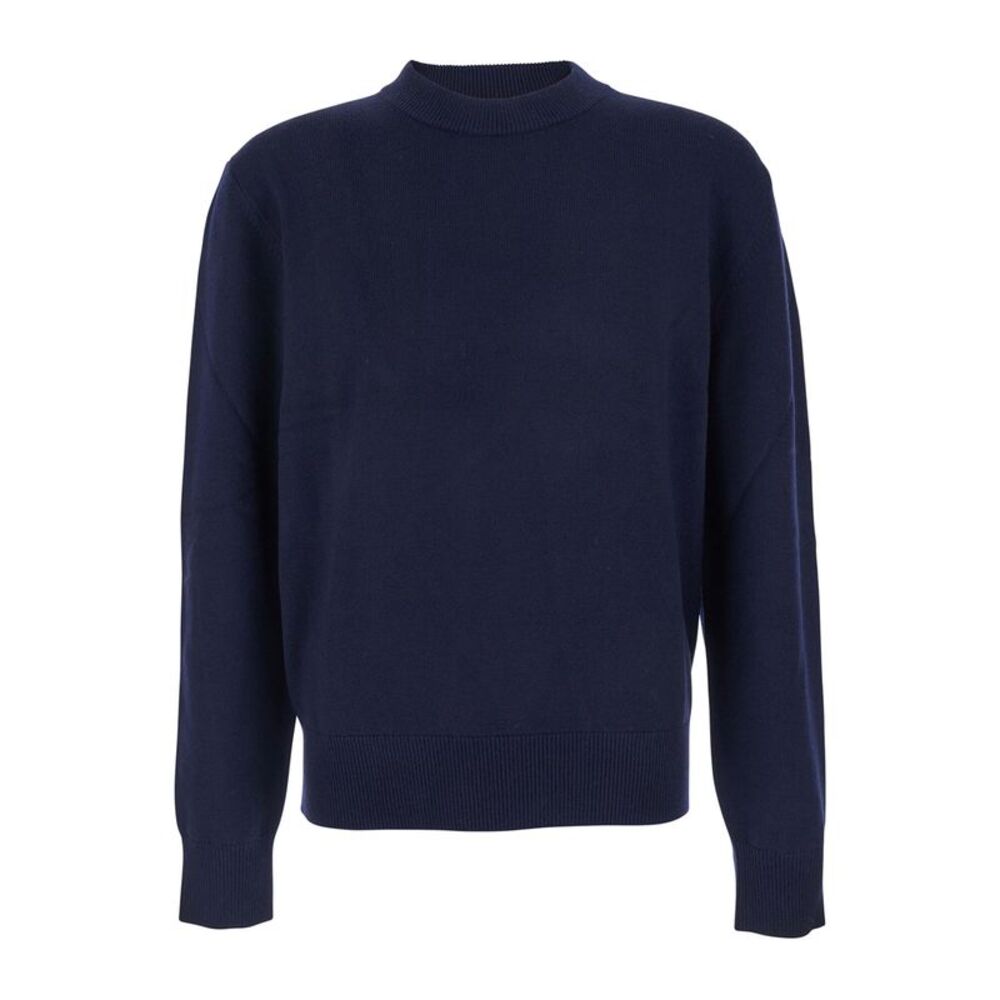 Sunflower Men Blue Crew Neck Sweater With Dropped Shoulder In Wool Blend Man